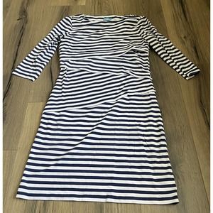 J. McLaughlin Small Nicola Blue White Striped Catalina Cloth Tiered Sheath Dress